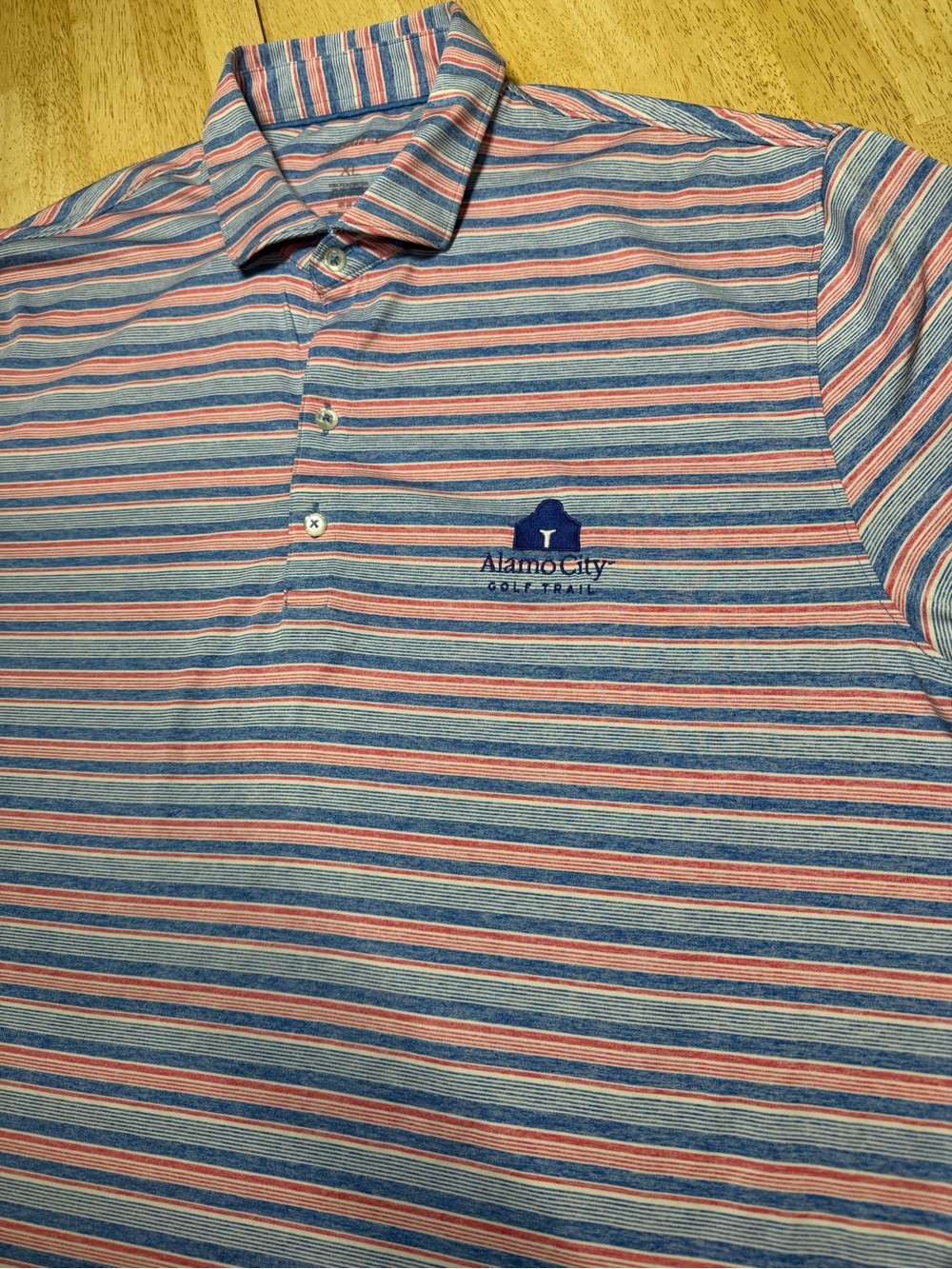 Johnnie-O Performance Golf Polo Mens XL Blue Red Stripe Embroidered Stretch